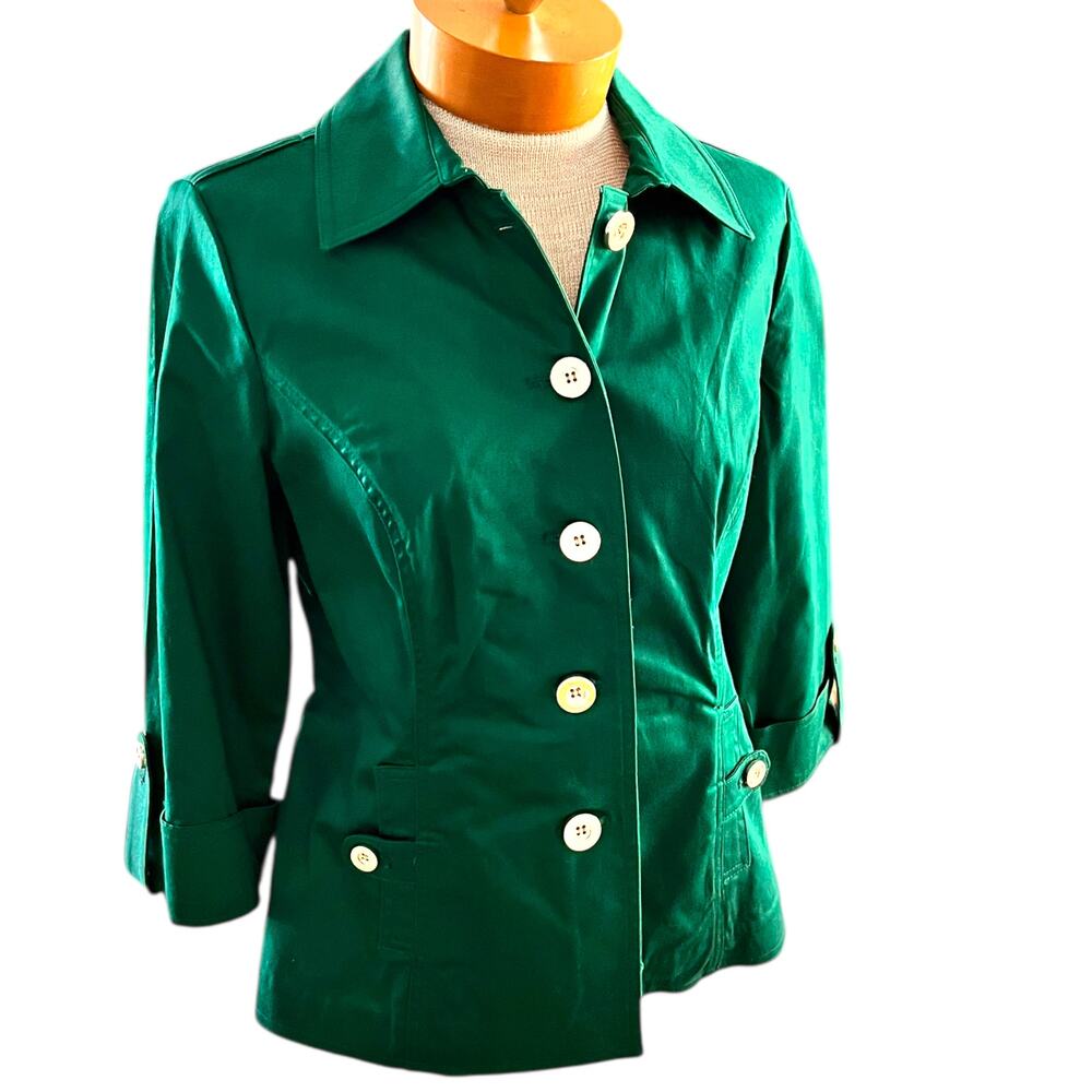 Vintage Size XS/S Womens Blazer Peplum Jacket Charter Club Holidays Green - Picture 3 of 12